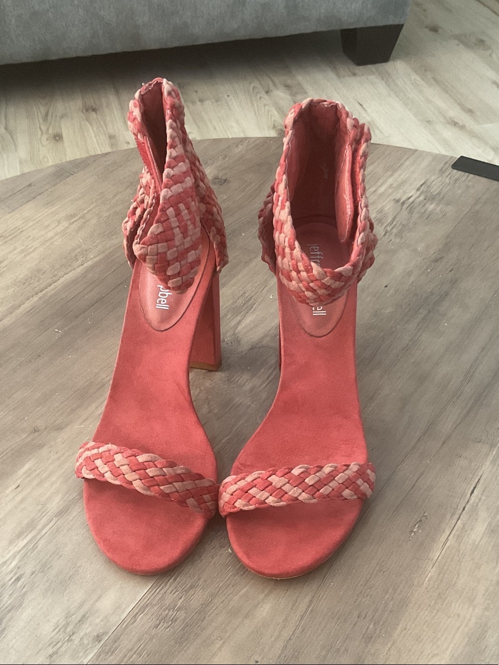 Farylrobin Coral Braided Suede Block Heels